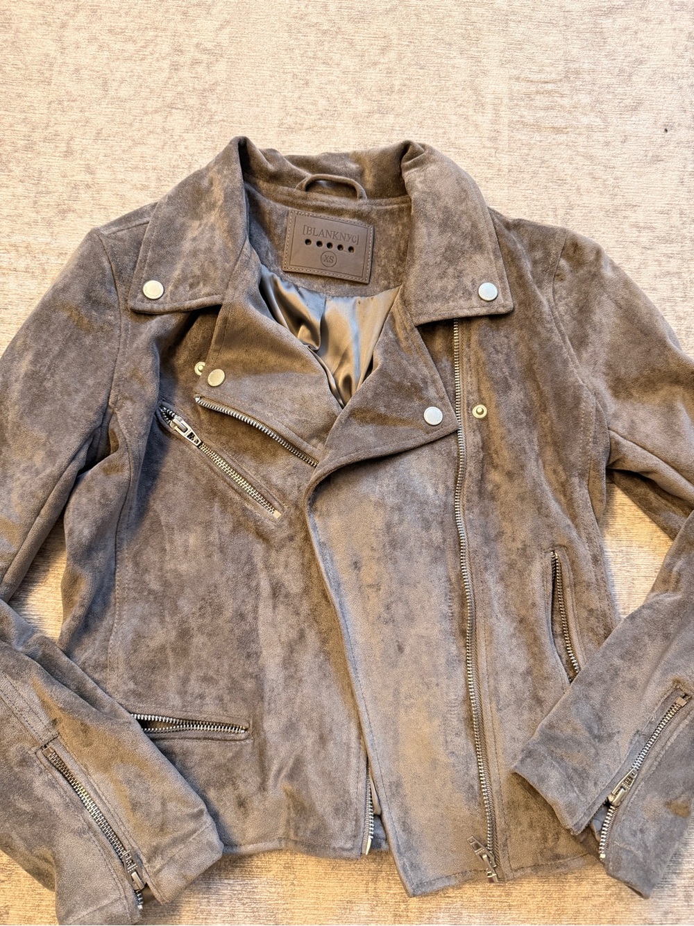 Blank NYC Taupe Suede Moto Jacket XS